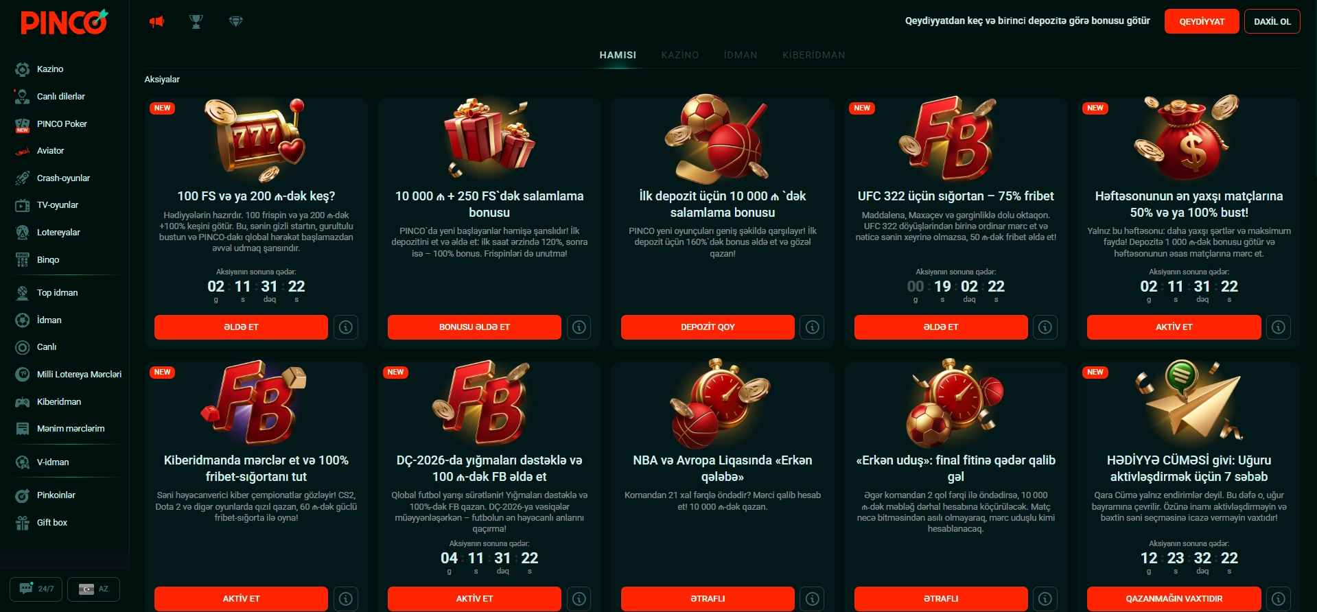 Bonuslar, Promokodlar və Kampaniyalar